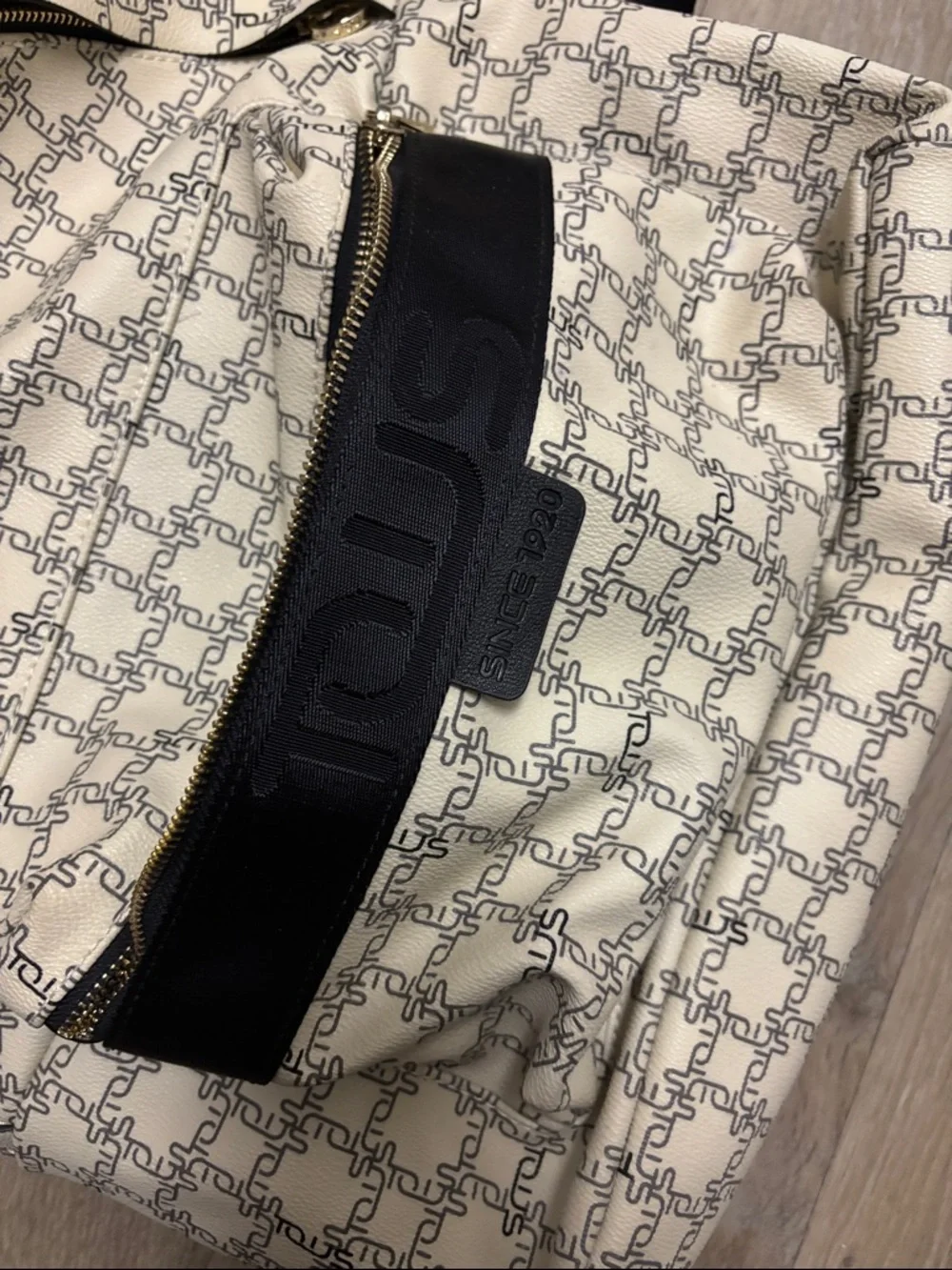 Cream‎ Monogram Backpack with Black Accents